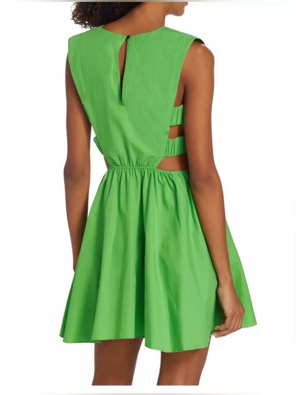 S/W/F Artista Strappy Cut-Out Mini Dress Green Cotton Size Medium